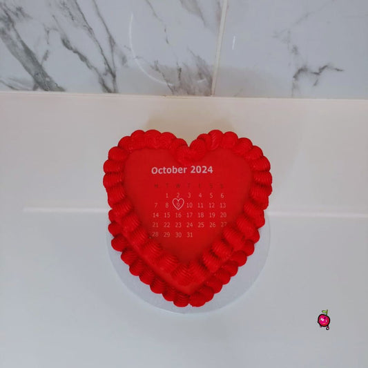 Red Calendar Burn-away Heart Cake