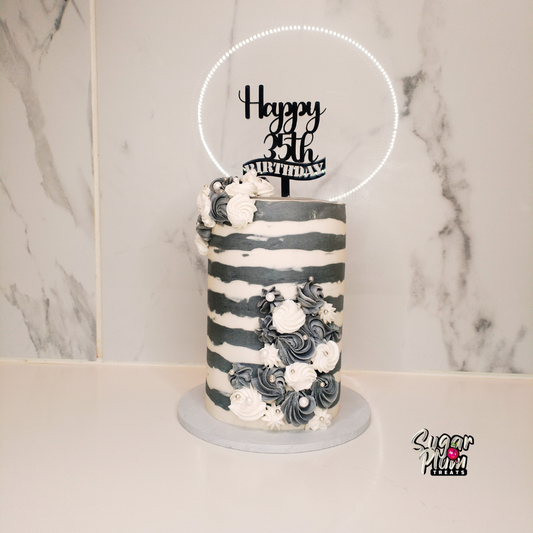 "Happy 35th Birthday in Grey" Tall Mini Cake