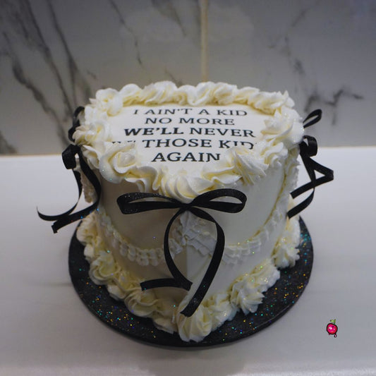 "I ain't a Kid No More" Vintage Heart Cake with Ribbons