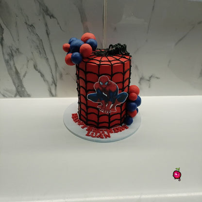 Spiderman Themed Black Web with Spider Cake
