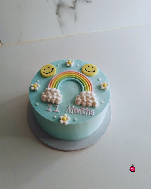 11 Months of Clouds, Rainbows and Smiley Faces Bento Cake