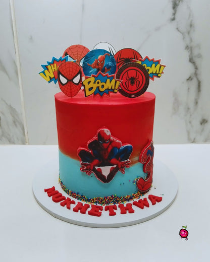 Spiderman Boom Pow Birthday Cake