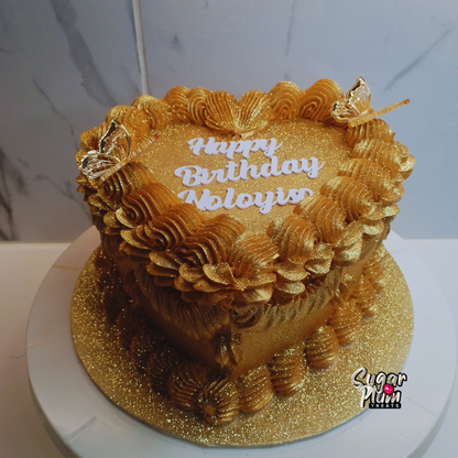 Gold Glitter Heart Cake