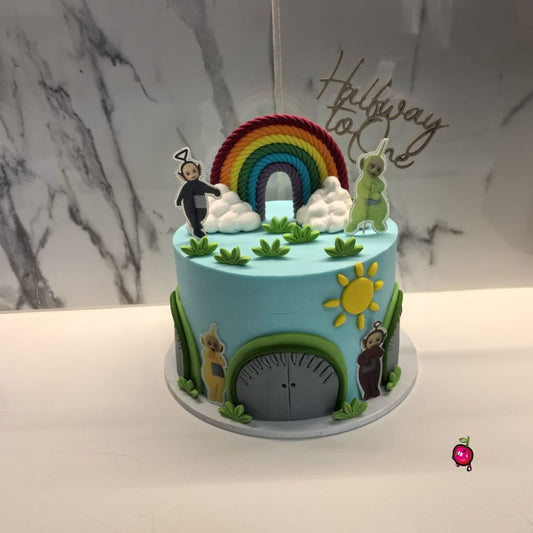 Teletubbies Theme Halfway to One Cake