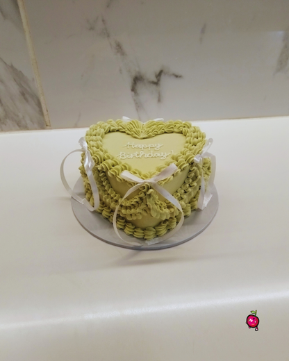 Vintage Birthday Bento Heart Cake with Bows