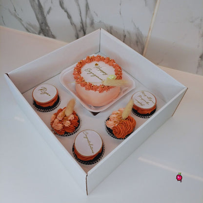 Happy Engagement Bento Cake & Cupcakes