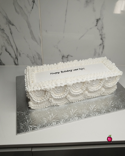 Trendy Vintage Piping Rectangular Cake