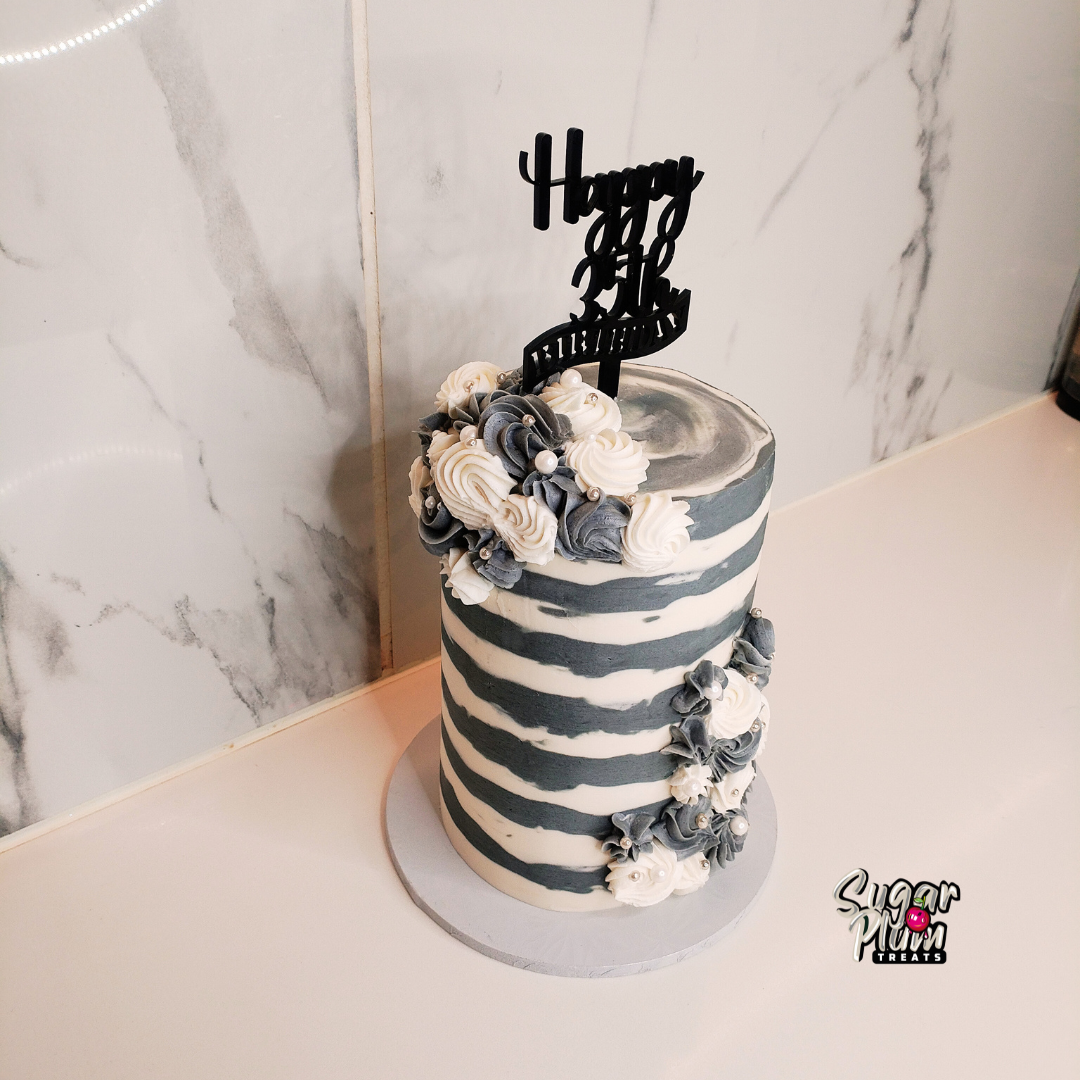 "Happy 35th Birthday in Grey" Tall Mini Cake