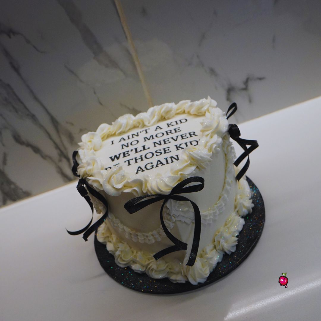 "I ain't a Kid No More" Vintage Heart Cake with Ribbons