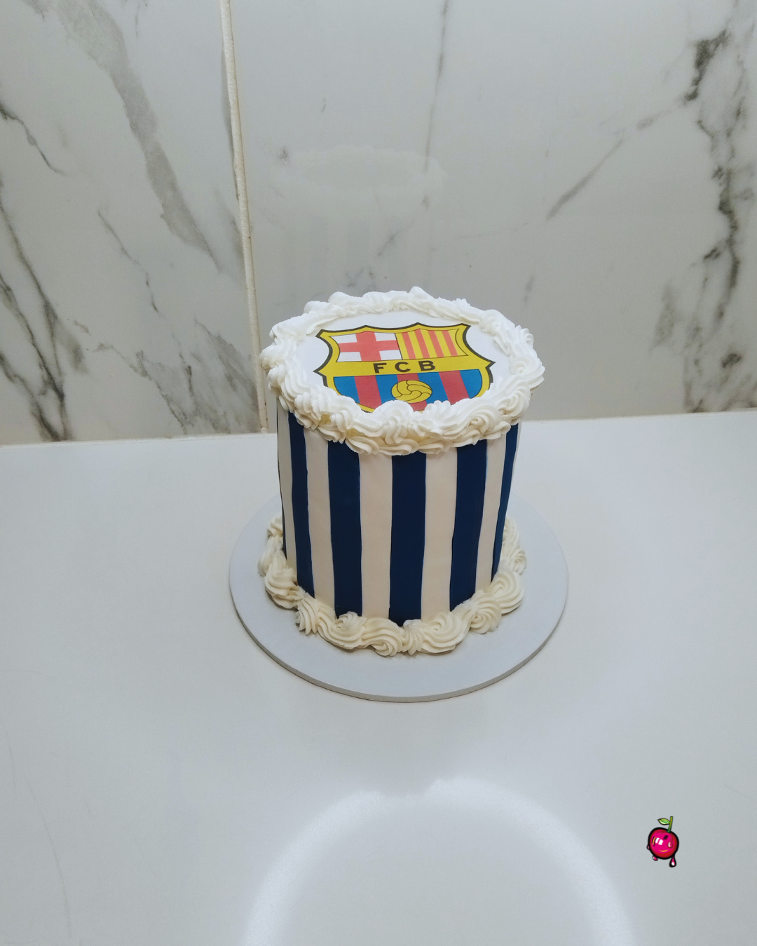 Barcelona and Real Madrid Striped Burn Away Cake