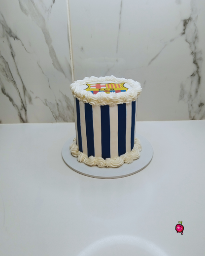 Barcelona and Real Madrid Striped Burn Away Cake