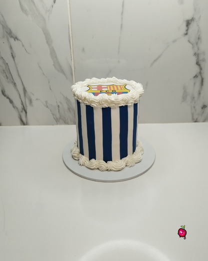 Barcelona and Real Madrid Striped Burn Away Cake