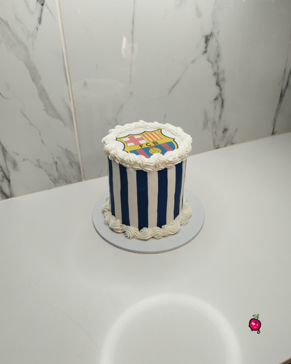 Barcelona and Real Madrid Striped Burn Away Cake