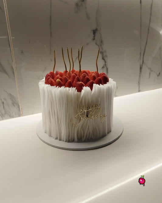 Strawberries & Wafer Paper Birthday Cake with Candles