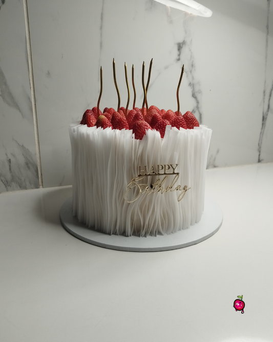 Strawberries & Wafer Paper Birthday Cake with Candles