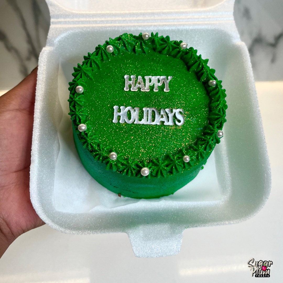 “Happy Holidays” Bento- Lunchbox Cake (Green)