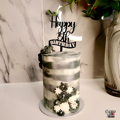 "Happy 35th Birthday in Grey" Tall Mini Cake