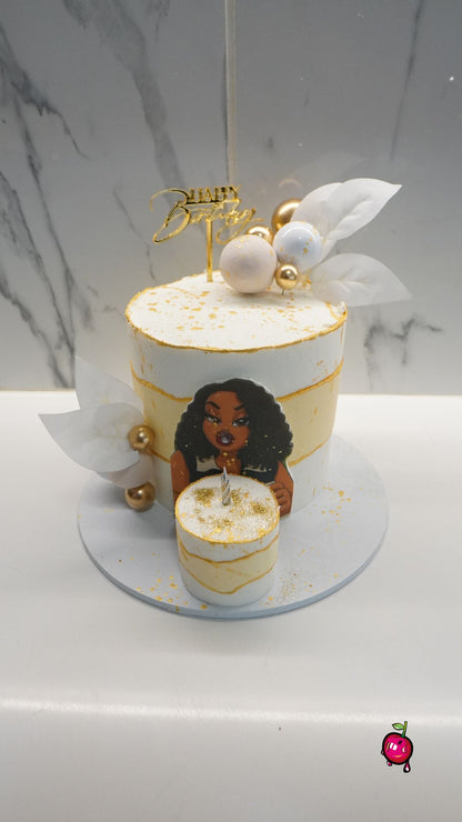 White and Gold Wifey's Birthday Cake