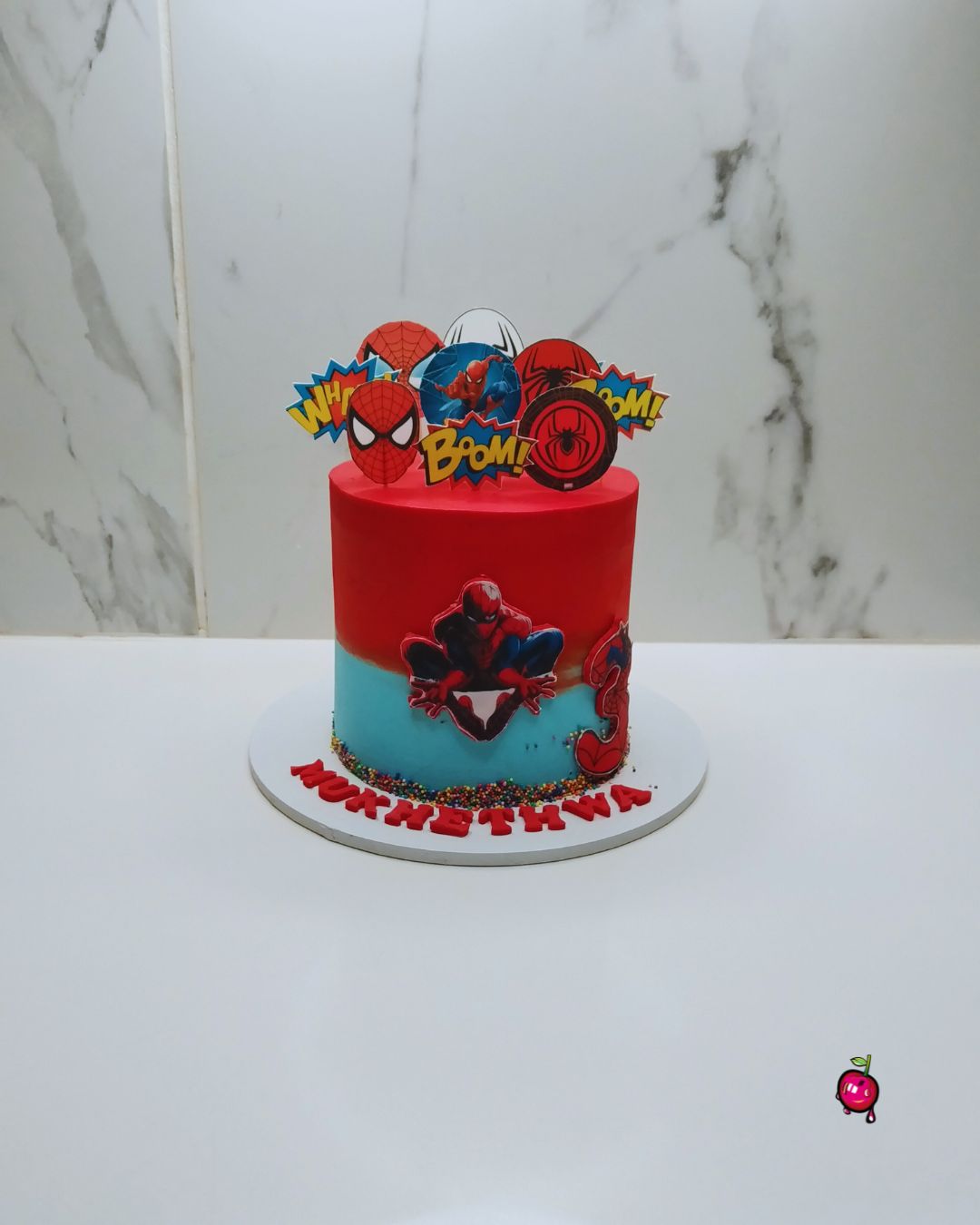 Spiderman Boom Pow Birthday Cake