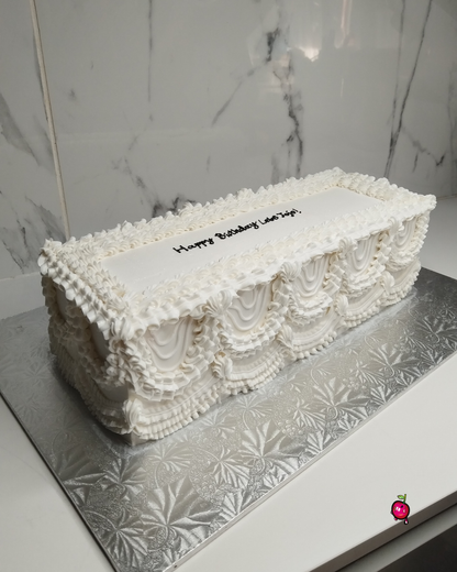 Trendy Vintage Piping Rectangular Cake
