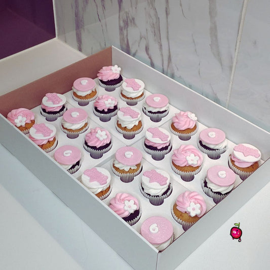 Pink & White Theme Color Birthday Cupcakes