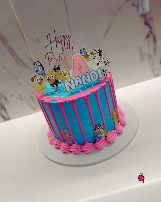 Bluey Themed Drip Cake