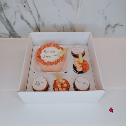 Happy Engagement Bento Cake & Cupcakes