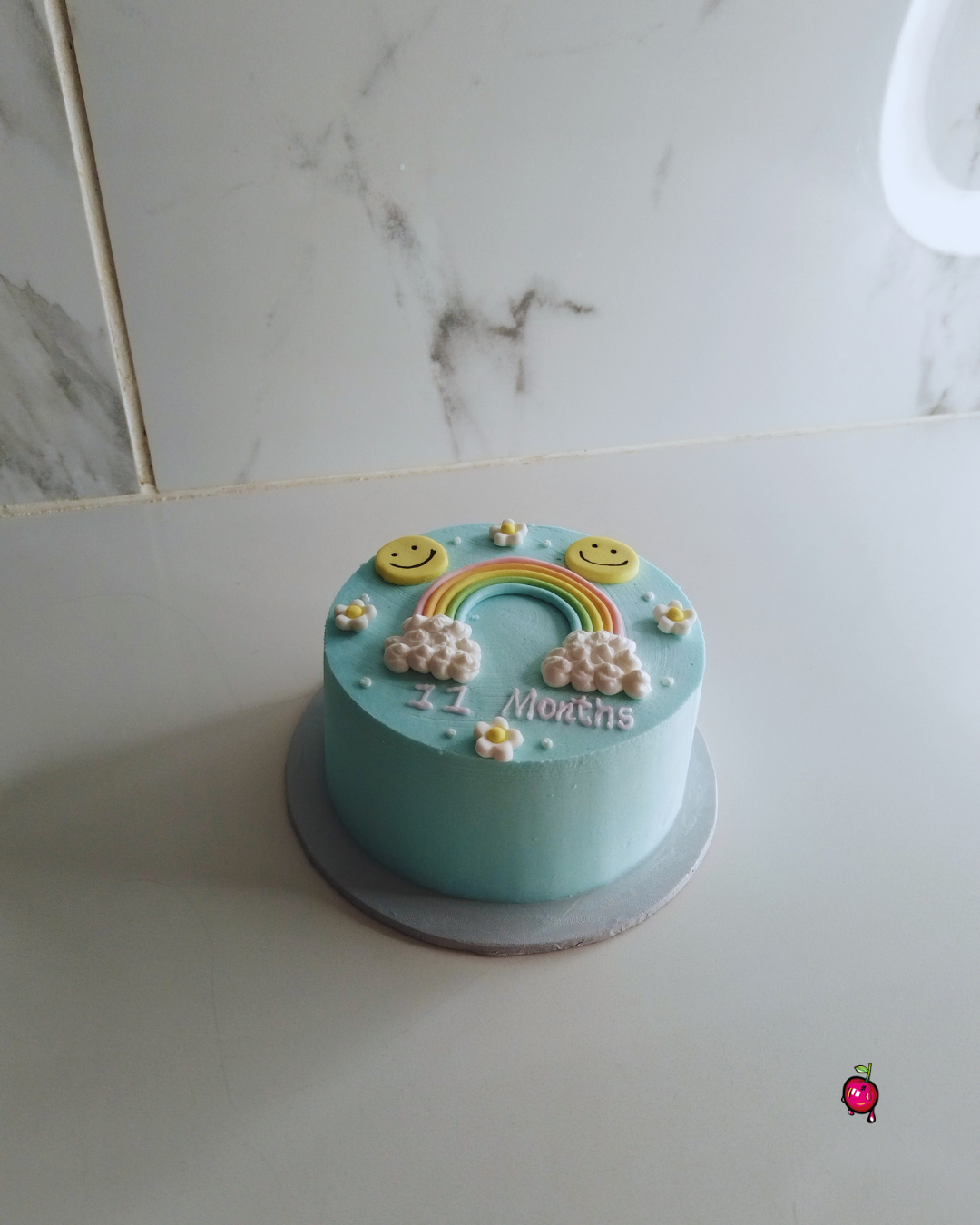 11 Months of Clouds, Rainbows and Smiley Faces Bento Cake