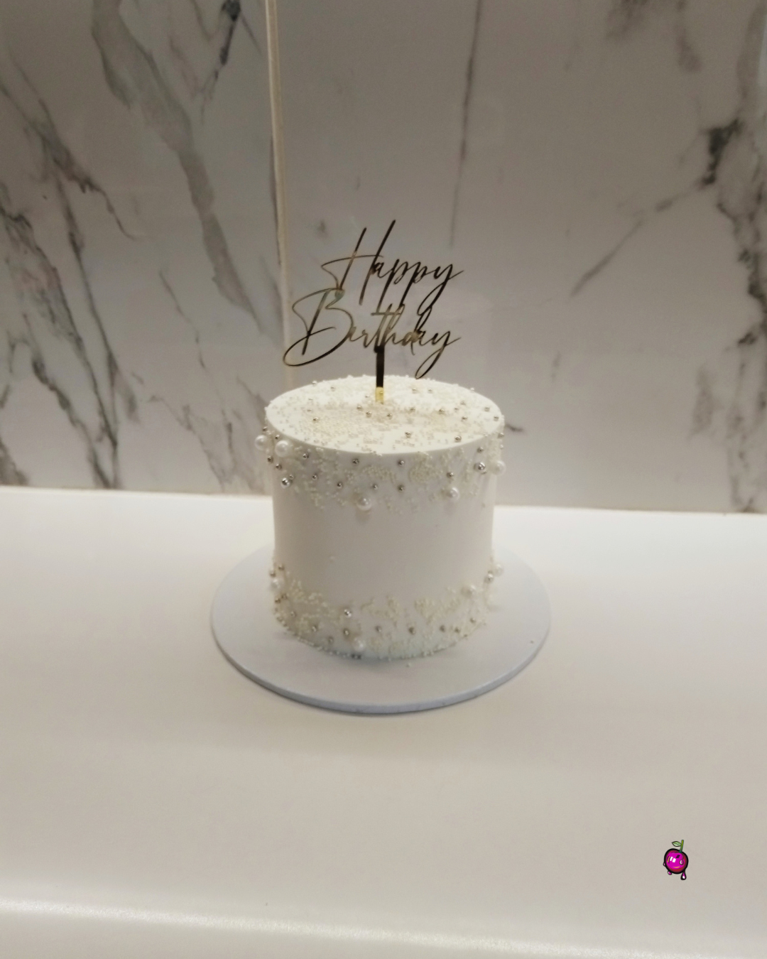 White Pearls Birthday Cake