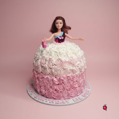 Barbie Pink & White Dress Cake – Girls Birthday Cake Johannesburg