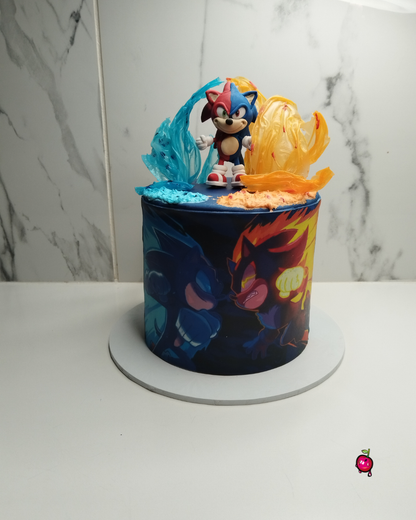 Sonic The Hedge Hog Figurine with Flames Cake