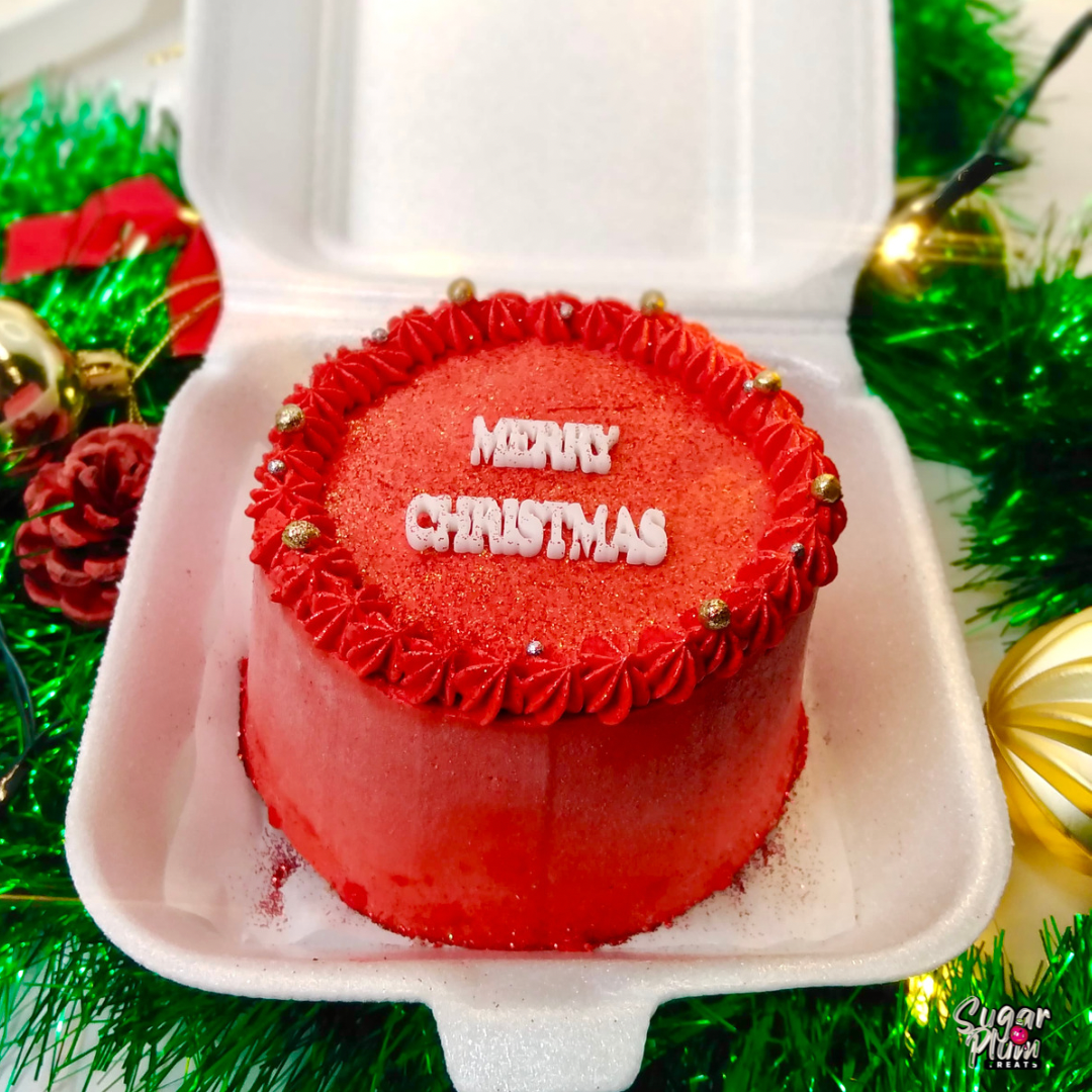 “Merry Christmas” Bento- Lunchbox Cake (Red)