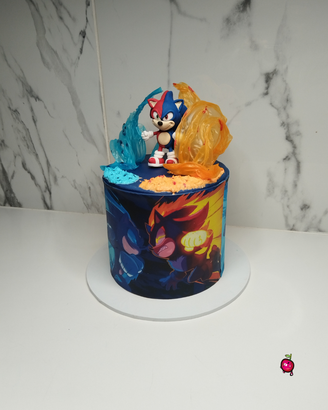 Sonic The Hedge Hog Figurine with Flames Cake