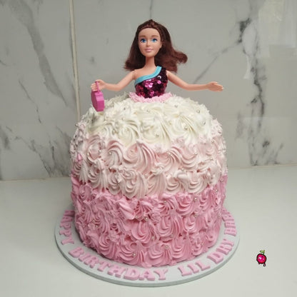 Barbie Pink & White Dress Cake – Girls Birthday Cake Johannesburg