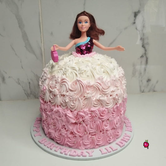 Barbie Pink & White Dress Cake – Girls Birthday Cake Johannesburg