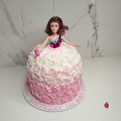 Barbie Pink & White Dress Cake – Girls Birthday Cake Johannesburg