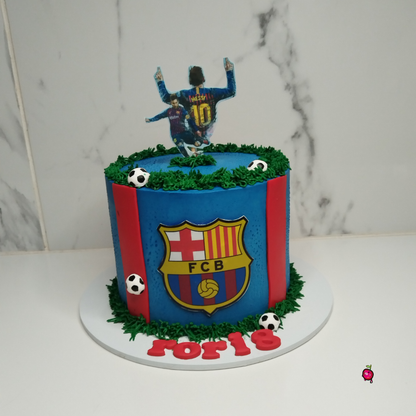 FCB & Messi Themed Birthday Cake