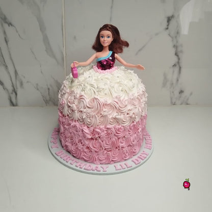 Barbie Pink & White Dress Cake – Girls Birthday Cake Johannesburg