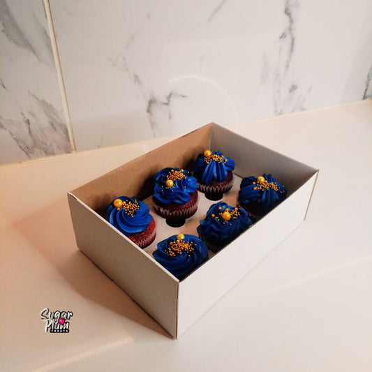 Navy Blue & Gold Cupcakes