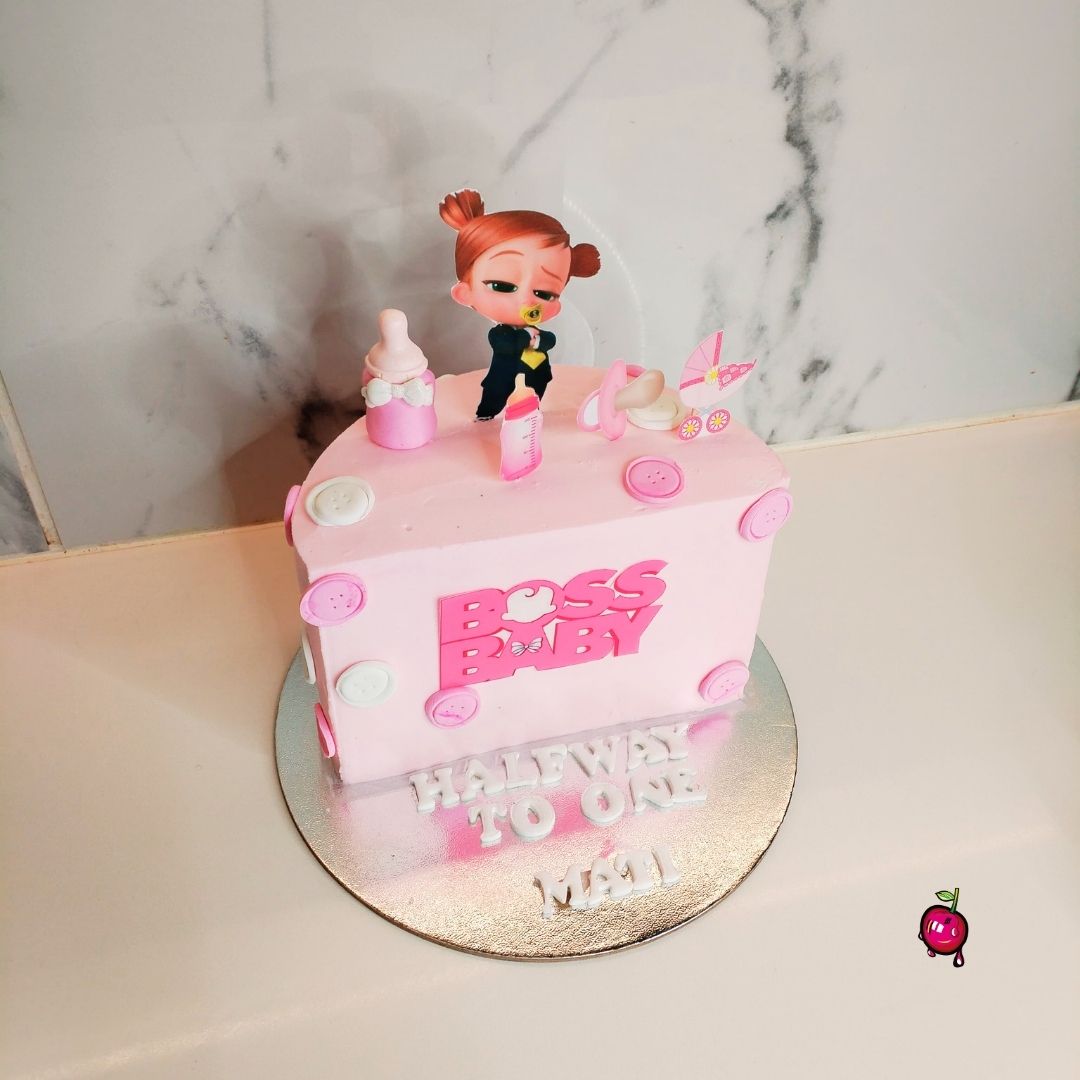 Boss Baby in Pink Mini Half Cake