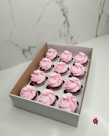 Plain Pink Cupcakes with Small Flowers
