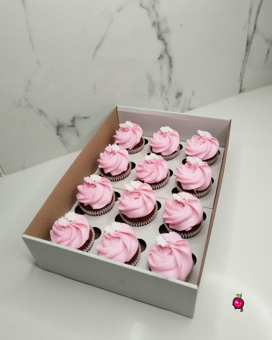 Plain Pink Cupcakes with Small Flowers