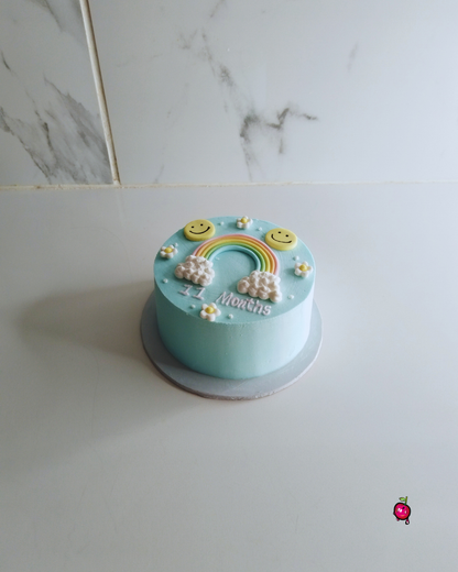11 Months of Clouds, Rainbows and Smiley Faces Bento Cake