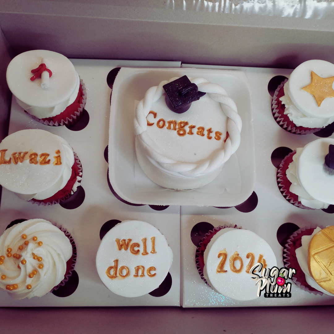 Graduation (Congrats) Bento Box Cake & Cupcakes