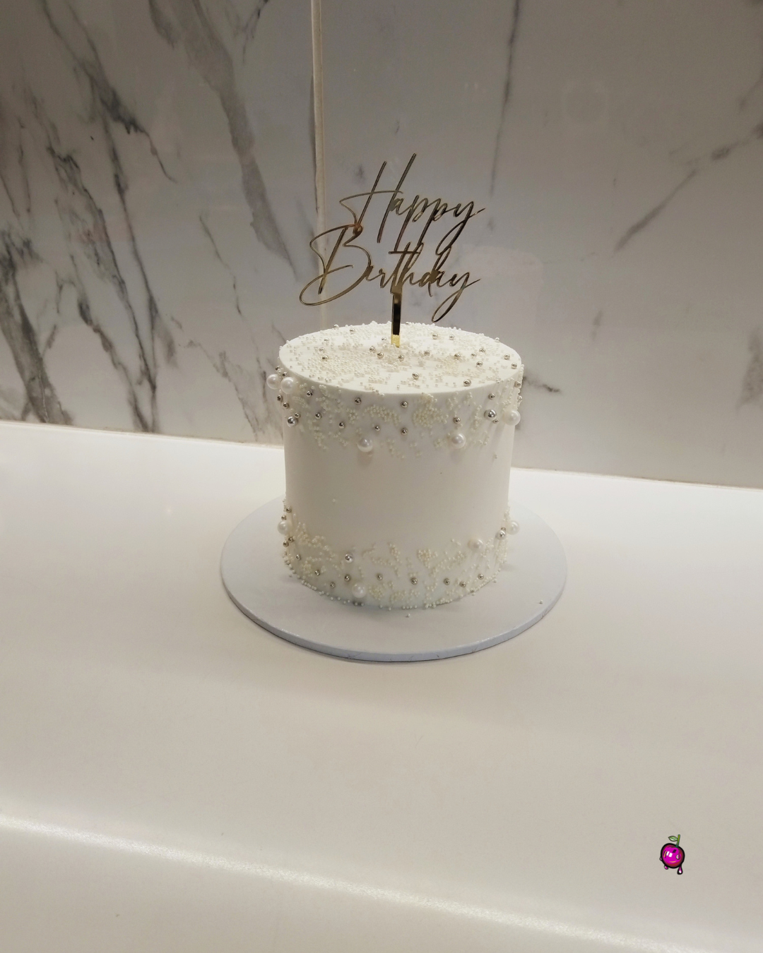 White Pearls Birthday Cake