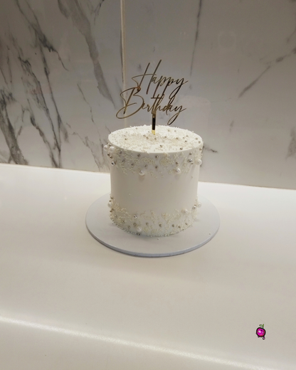 White Pearls Birthday Cake