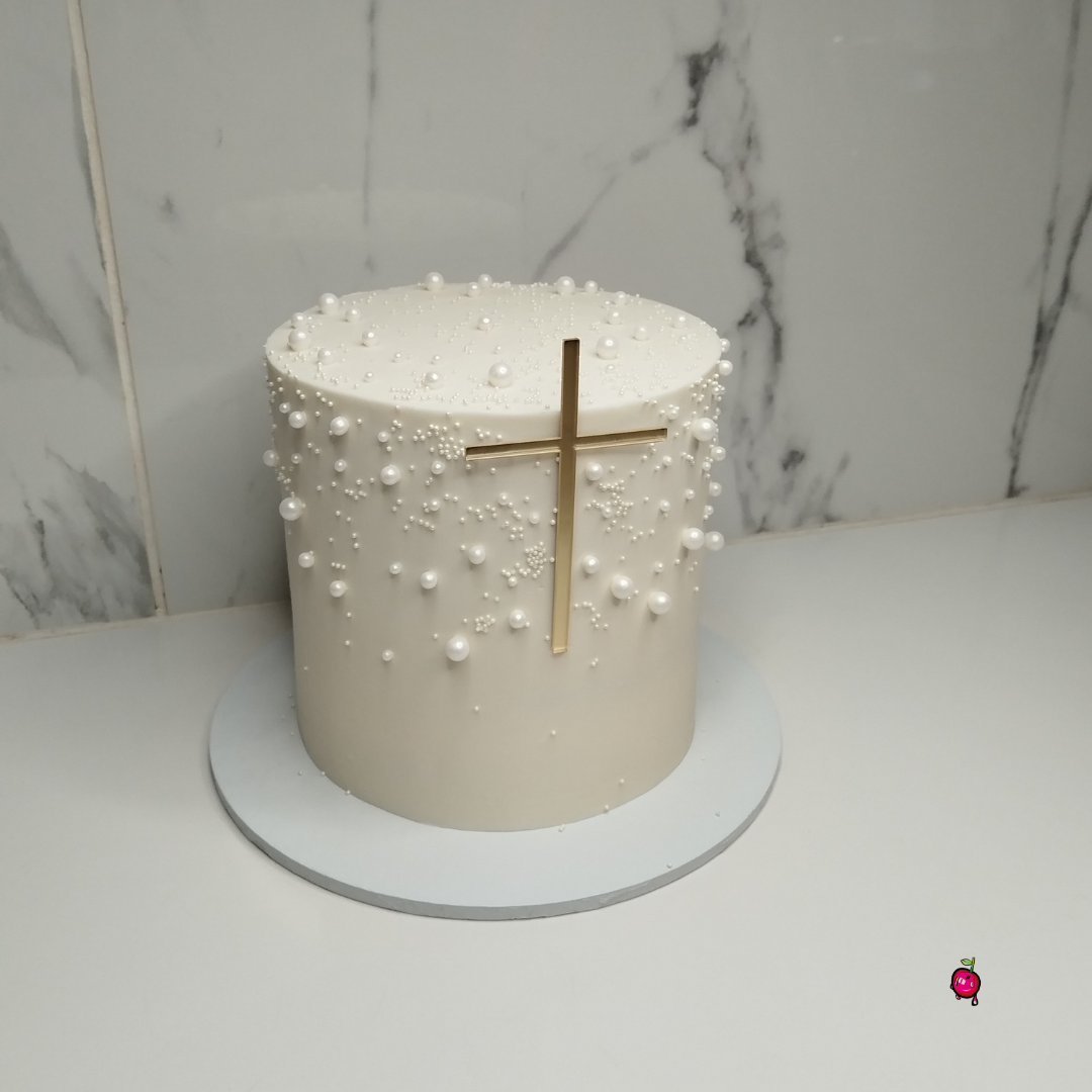 Christening Cake With Pearls