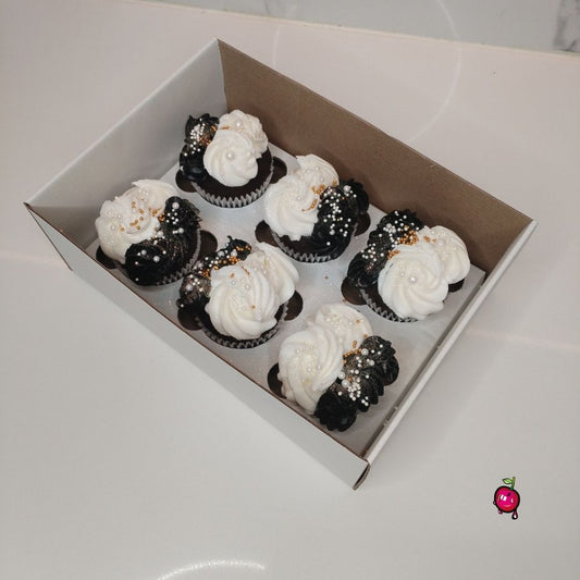 Shades of Black and White Birthday Cupcakes