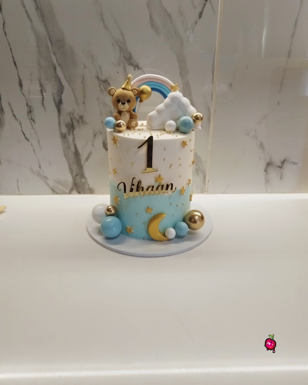 Baby's First Moon, Rainbow and Teddy Birthday Cake