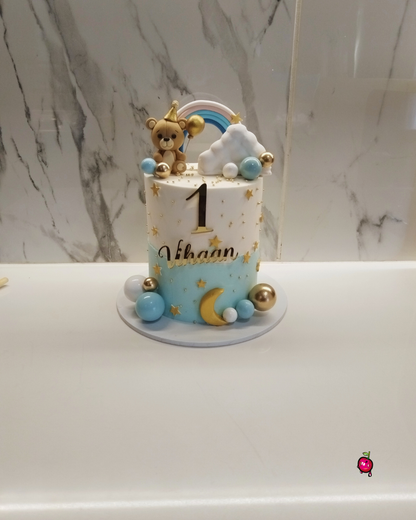 Baby's First Moon, Rainbow and Teddy Birthday Cake